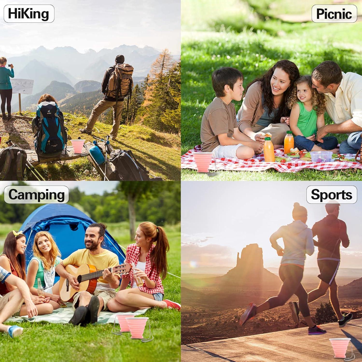 Taza Plegable de Silicona FINDWORLD 200ml Rosa para Viajes