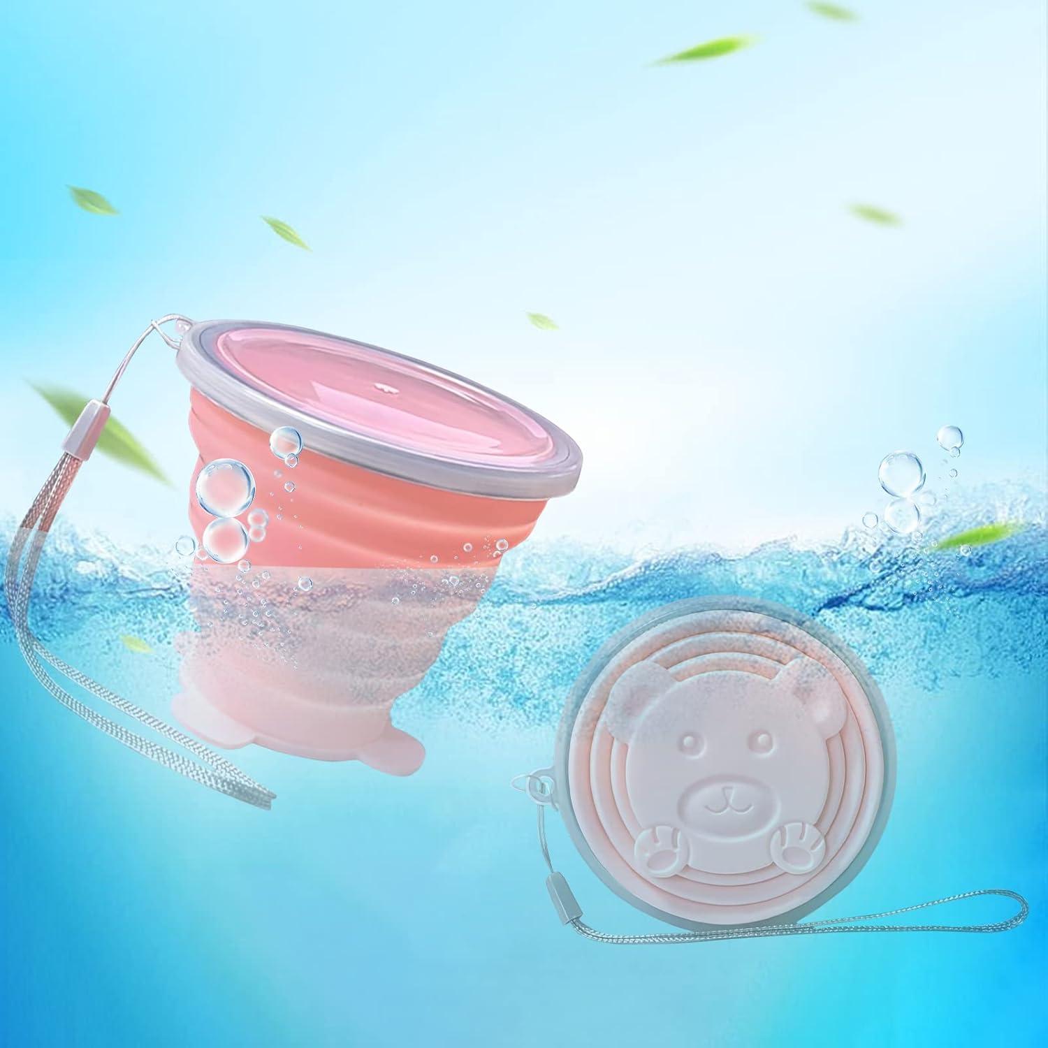 Taza Plegable de Silicona FINDWORLD 200ml Rosa para Viajes