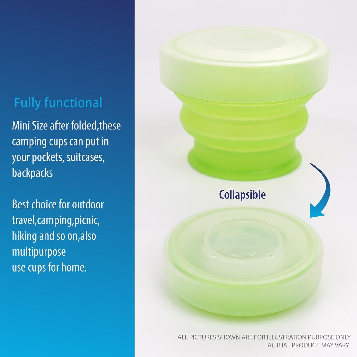 Deke Home - 2 Tazas Plegables de Silicona para Viaje - Irrompibles