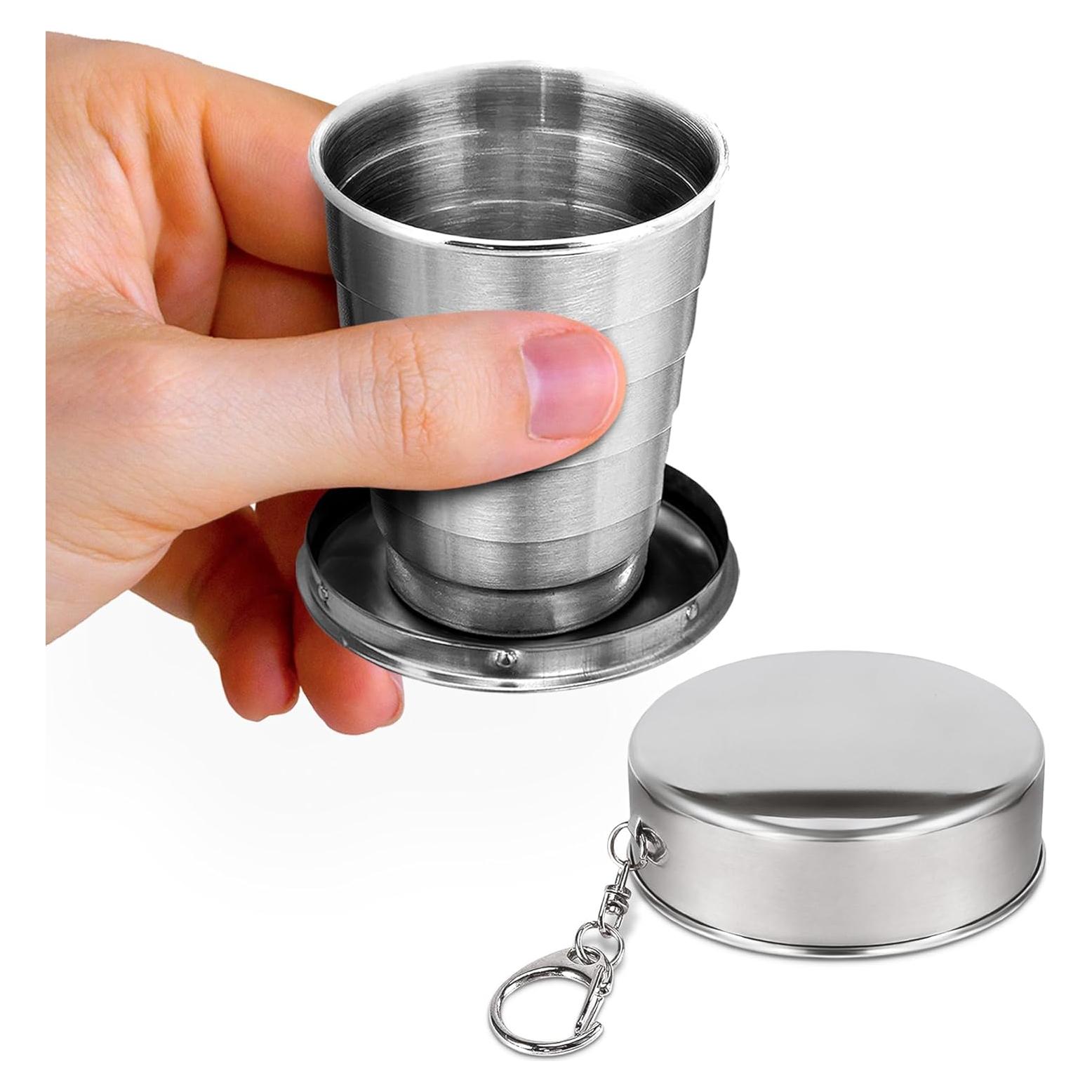 Taza Plegable de Acero Inoxidable DIMROM 75ml para Camping