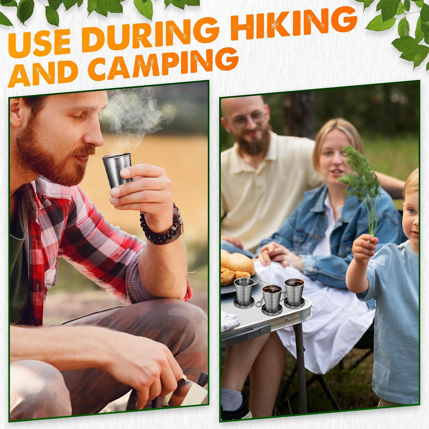 Taza Plegable de Acero Inoxidable DIMROM 75ml para Camping