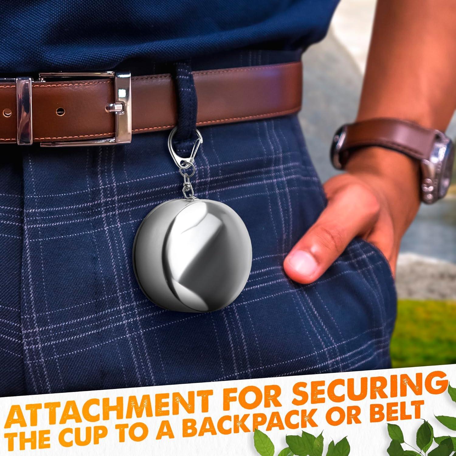 Taza Plegable de Acero Inoxidable DIMROM 75ml para Camping