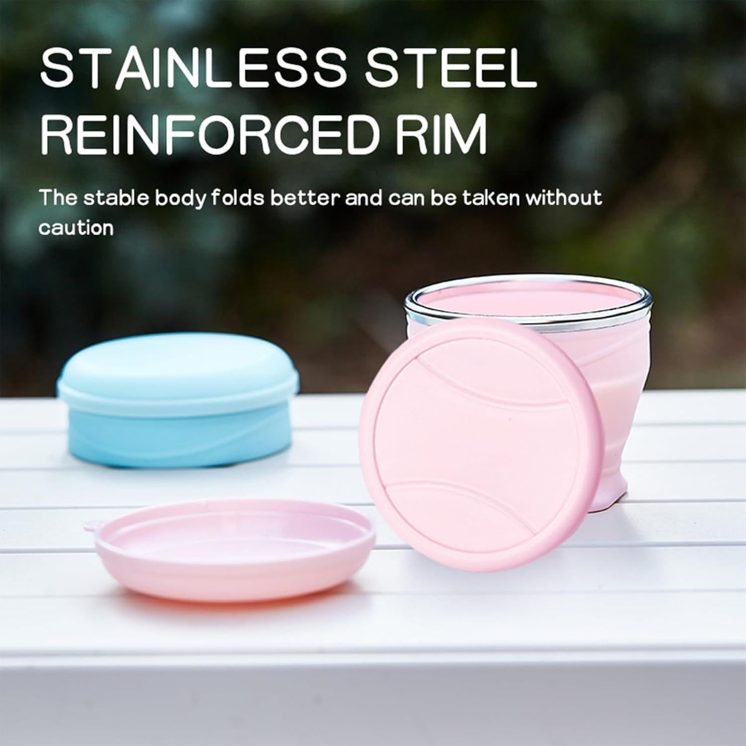 Taza de Viaje Plegable de Silicona Zhuzhiloono Rosa 180ml