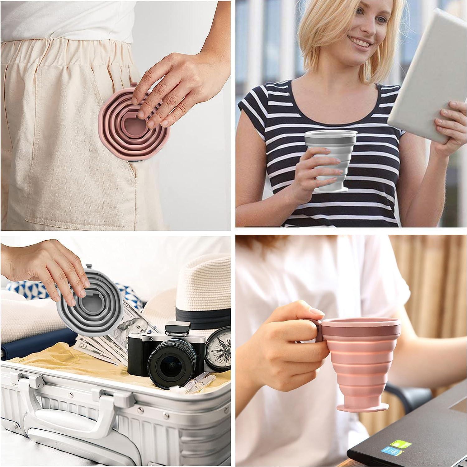 Pack de 2 tazas plegables de silicona ABSOK 200 ml para viaje