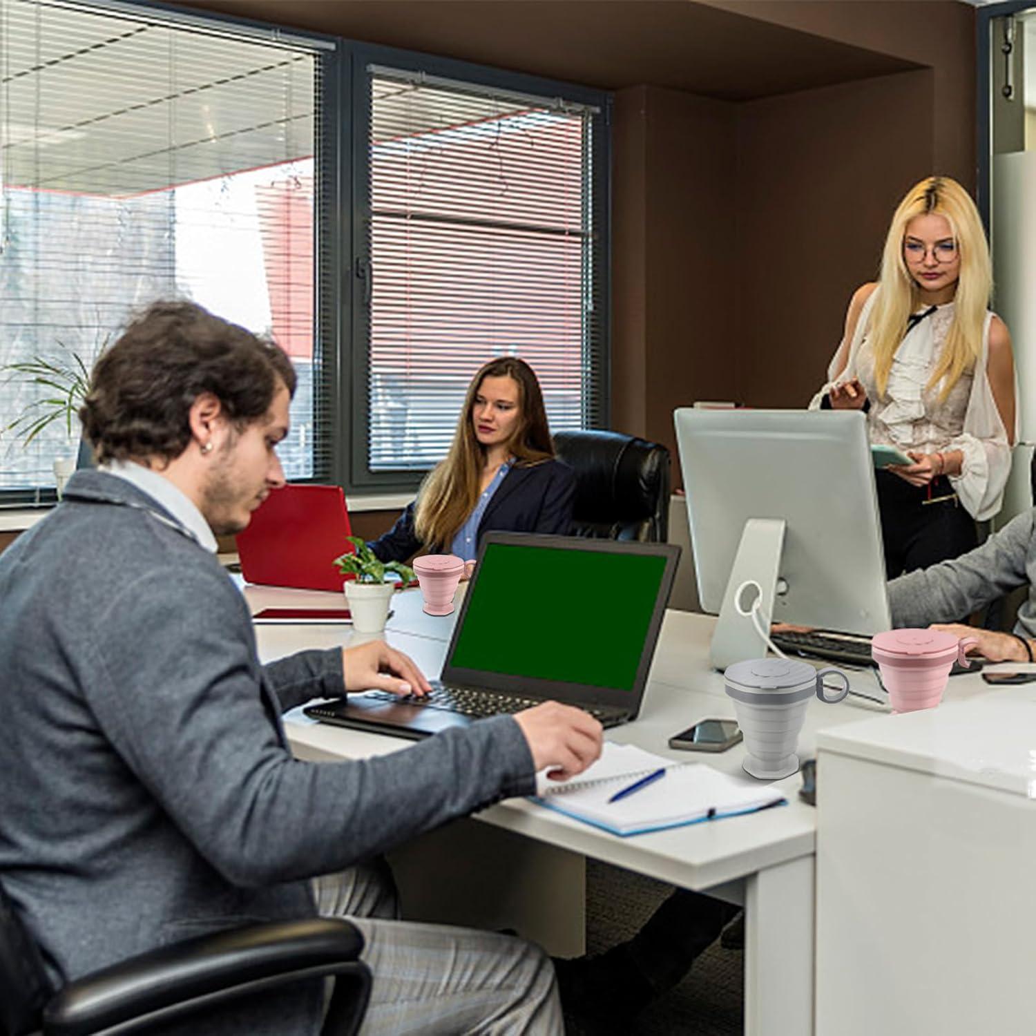 Pack de 2 tazas plegables de silicona ABSOK 200 ml para viaje