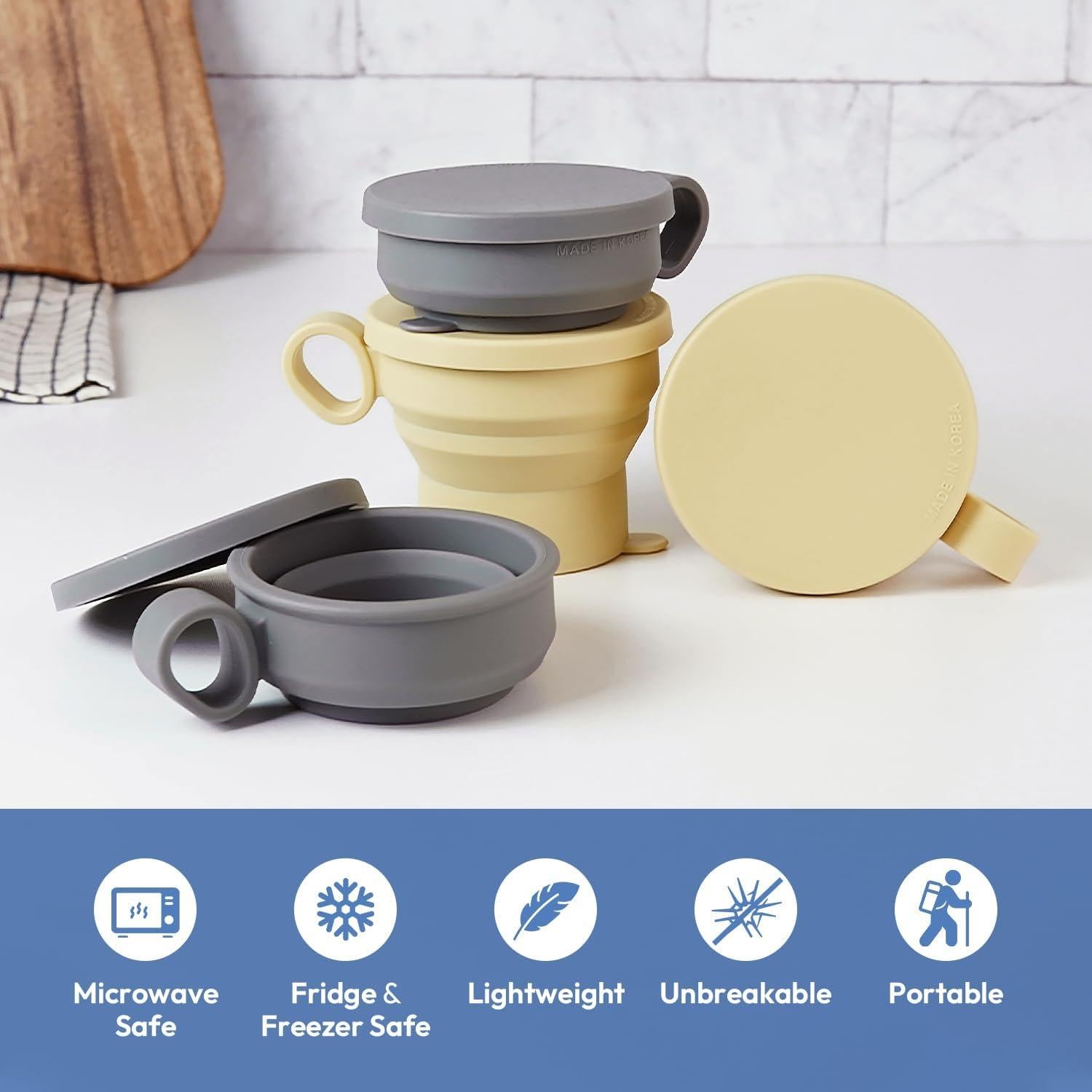 Taza de Silicona Colapsable Carrotez 2 Piezas 6 oz Gris