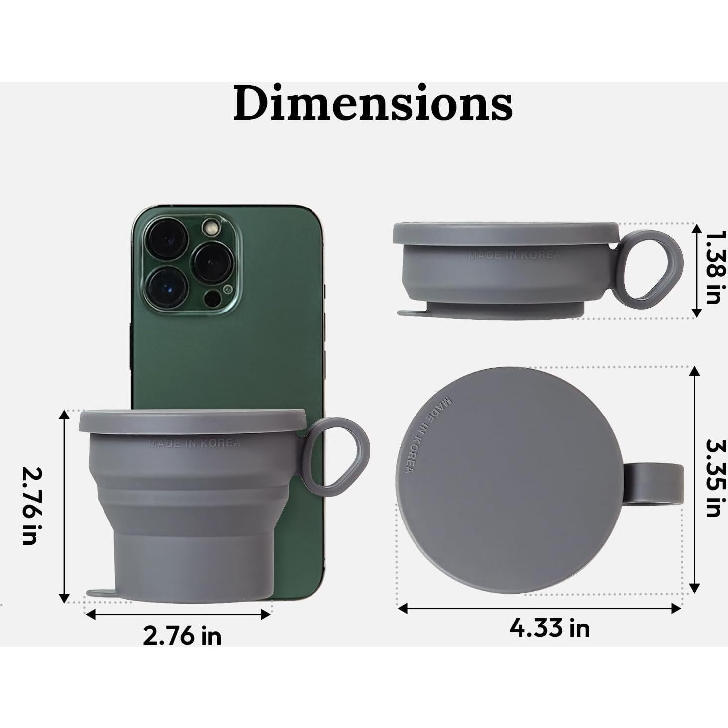 Taza de Silicona Colapsable Carrotez 2 Piezas 6 oz Gris