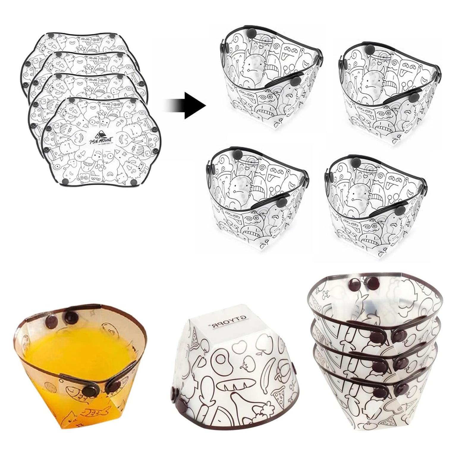 Juego de Tazas Plegables MIUPOO - 4 Piezas, Material PP, 12 cm