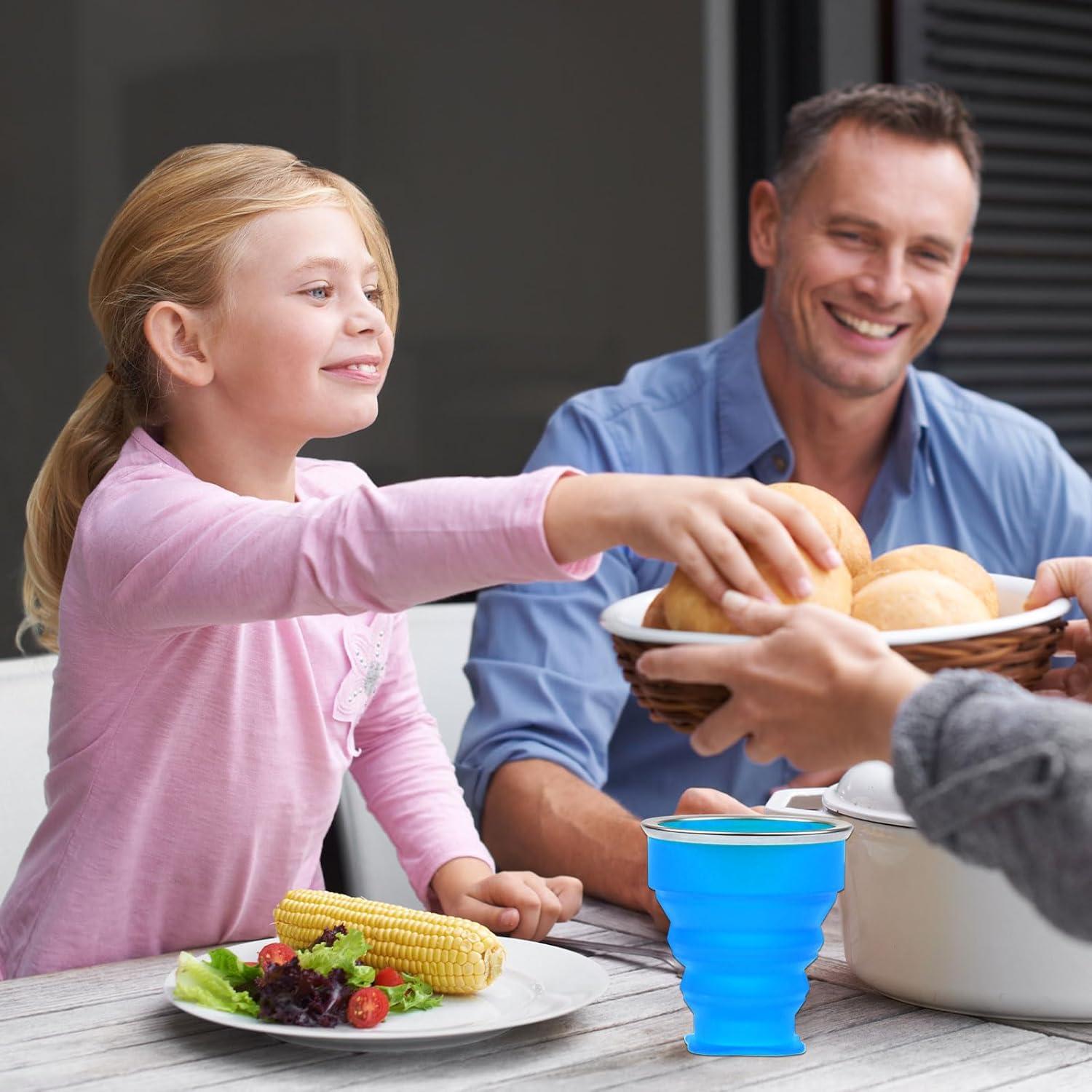 Juego de 5 Tazas Plegables de Silicona QEEYON para Viaje