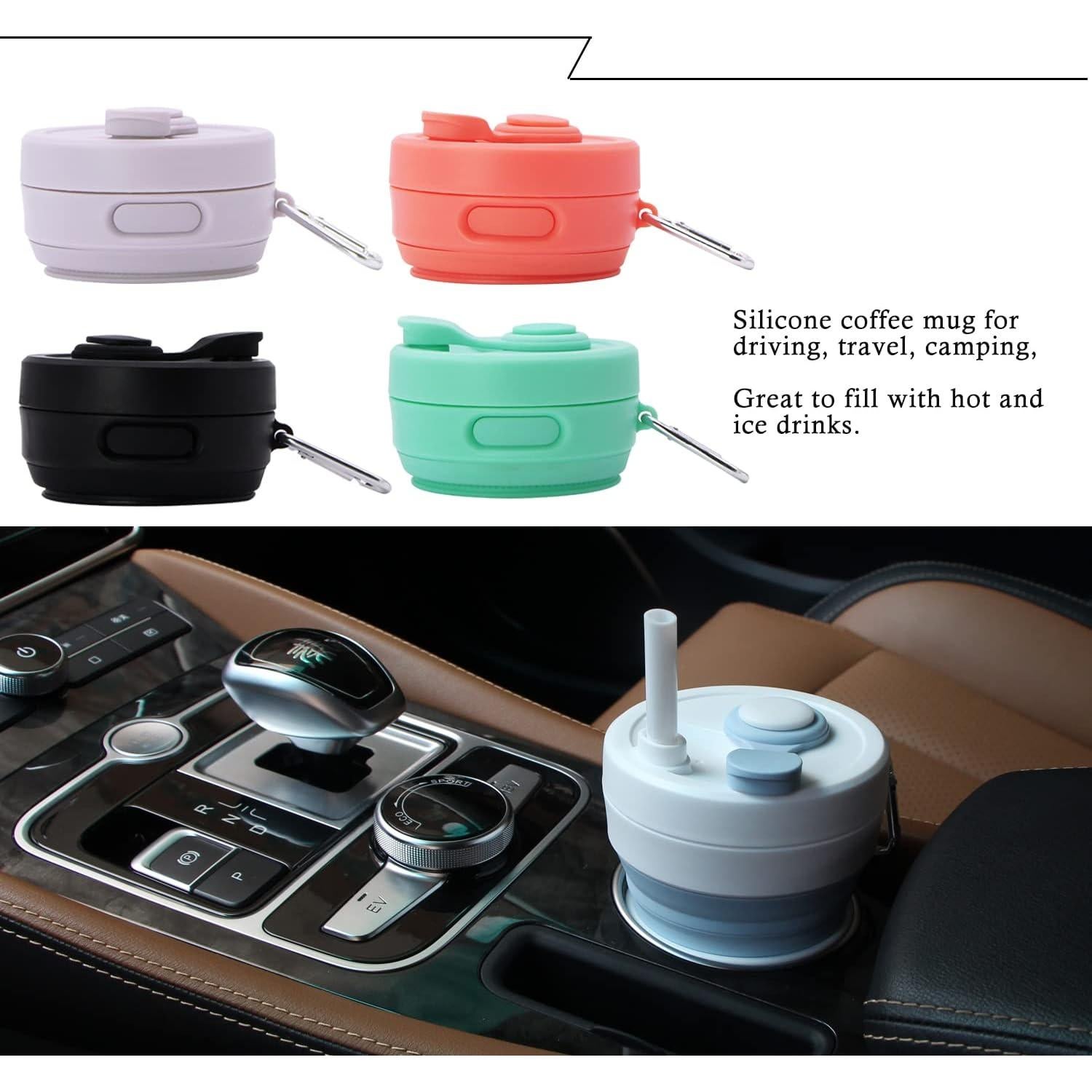 Taza de café plegable UNNESTAR 450ml negra para viaje