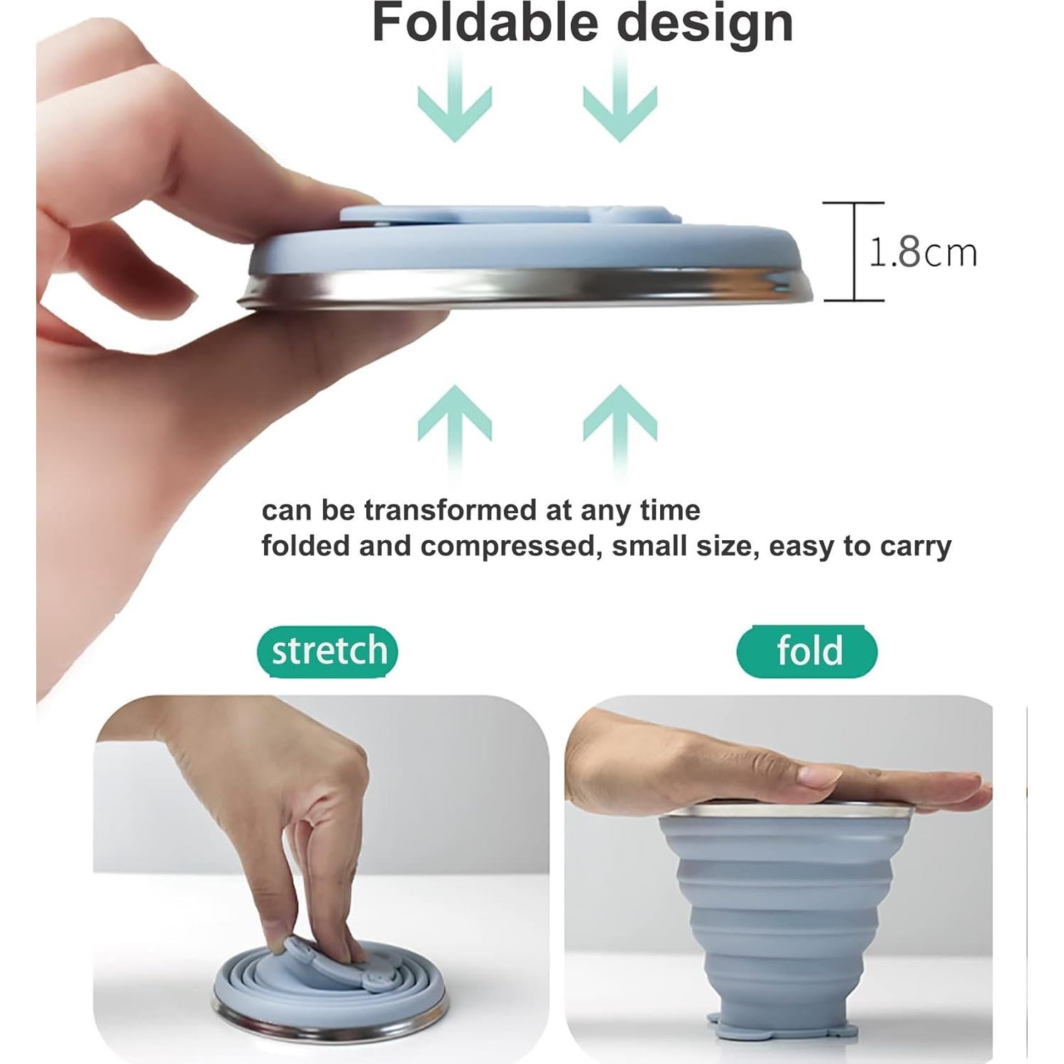 2 Tazas de Silicona Colapsables Gouccpu 320ml Viaje Camping