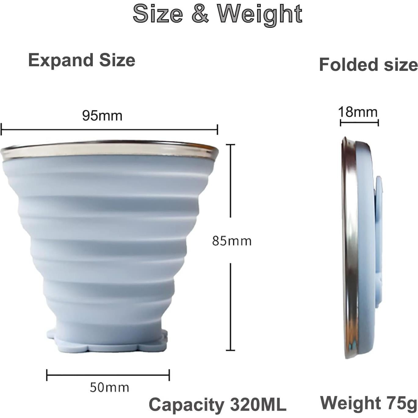 2 Tazas de Silicona Colapsables Gouccpu 320ml Viaje Camping