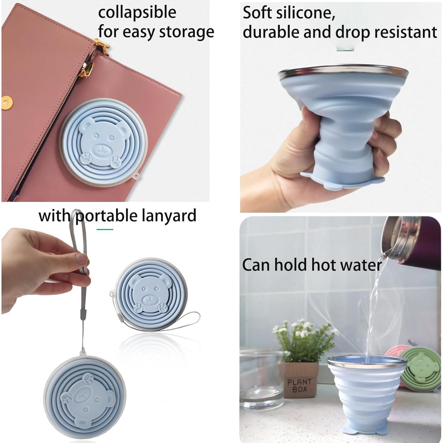 2 Tazas de Silicona Colapsables Gouccpu 320ml Viaje Camping