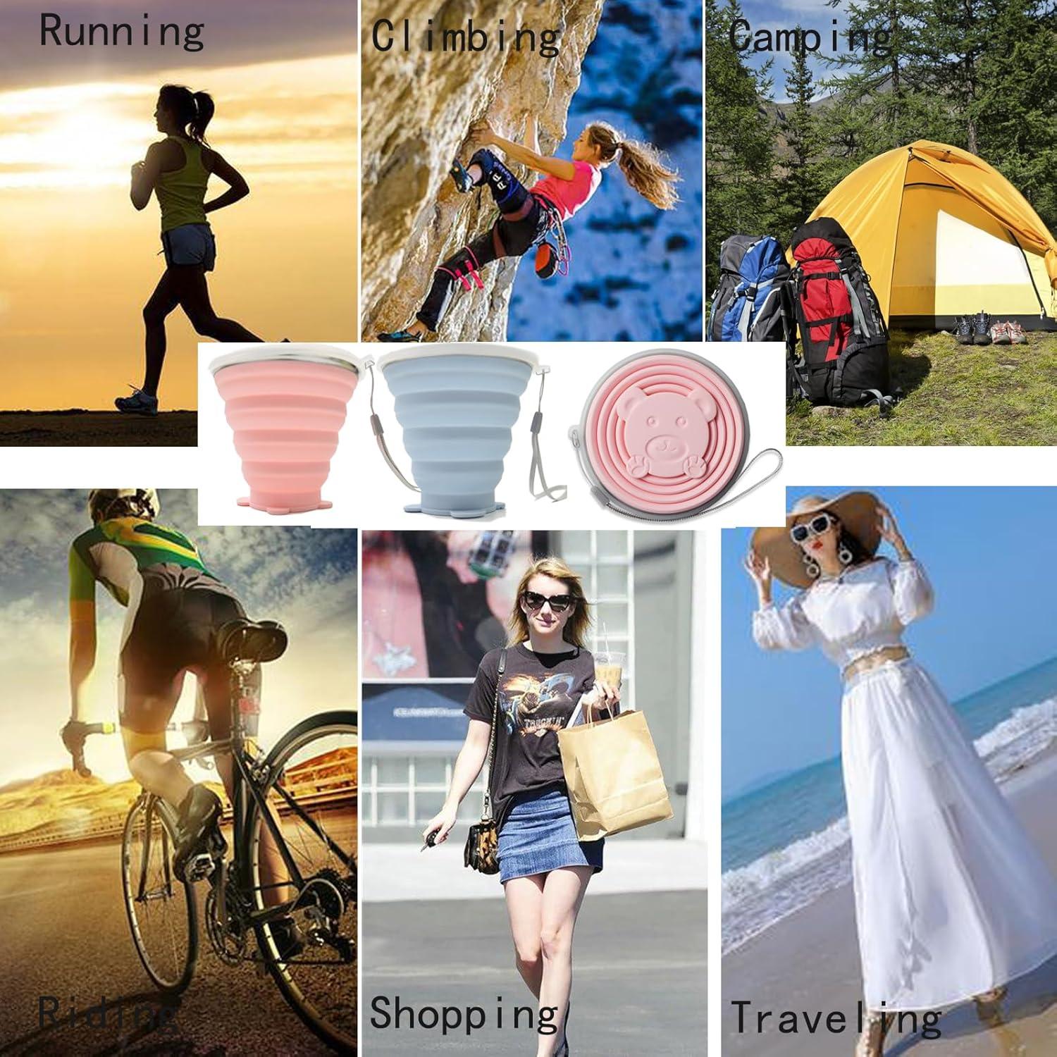 2 Tazas de Silicona Colapsables Gouccpu 320ml Viaje Camping