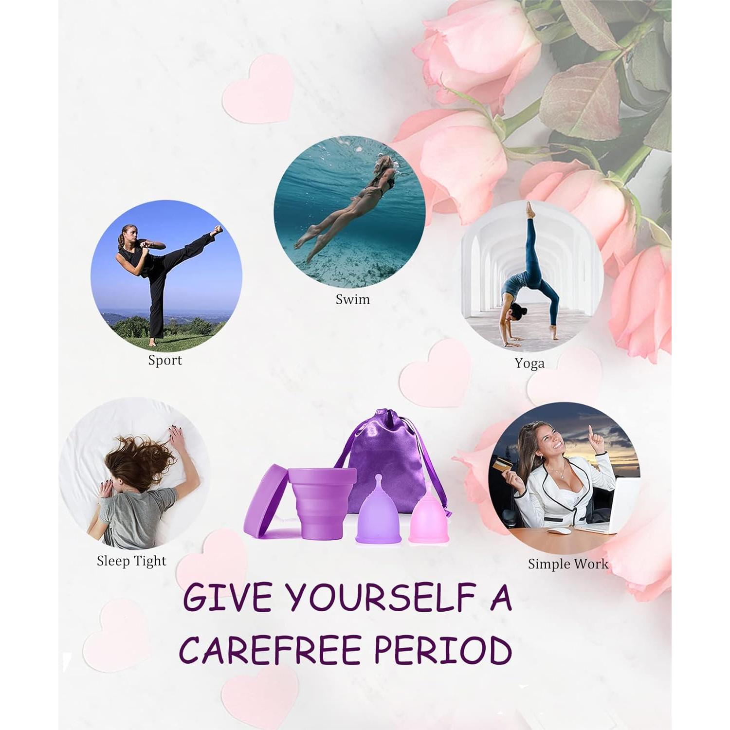 Copas Menstruales Ginalaia Reutilizables Silicona Grado Médico - Grande y Pequeño