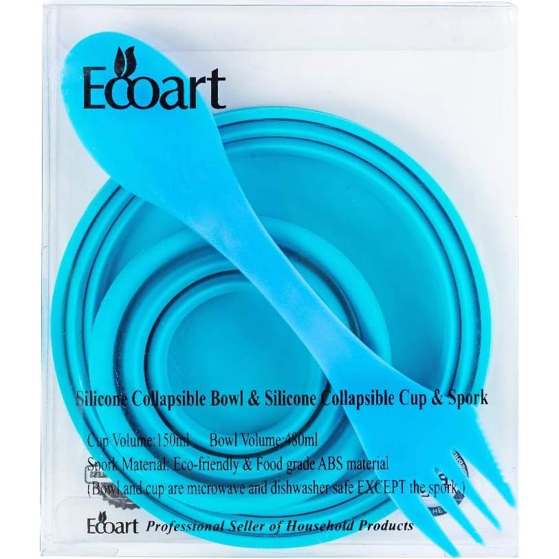 Juego de Tazas y Cuencos Plegables Ecoart - Silicona Azul