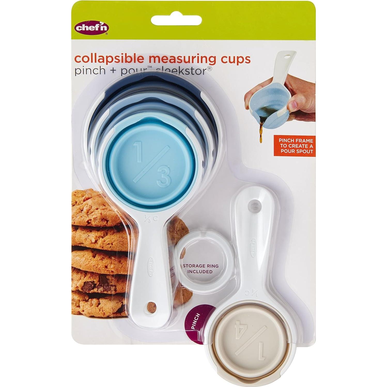Tazas Medidoras Plegables Chef'n, Juego de 4, Azul