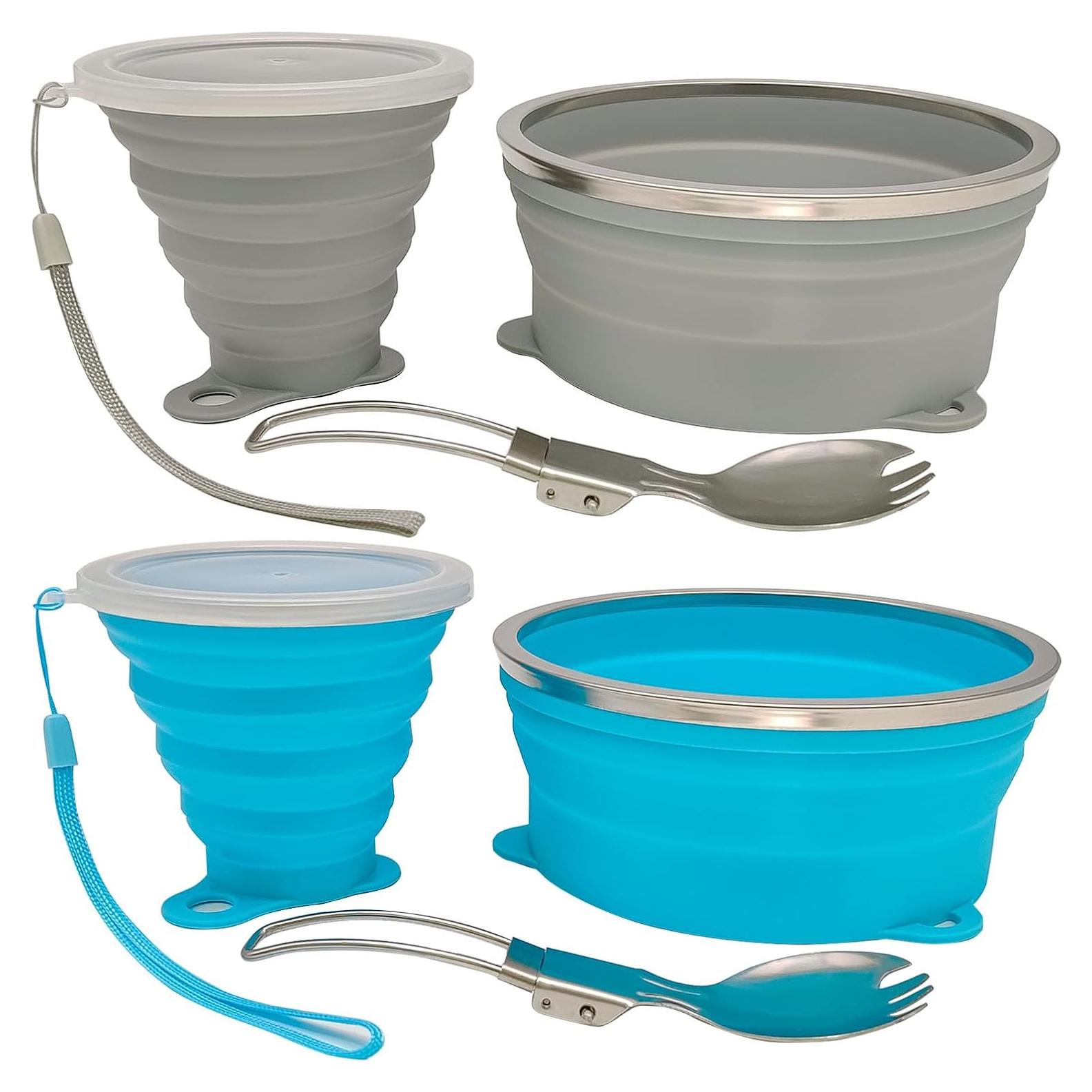 Kit de Comida Plegable para Camping - Silicona Grado Alimenticio