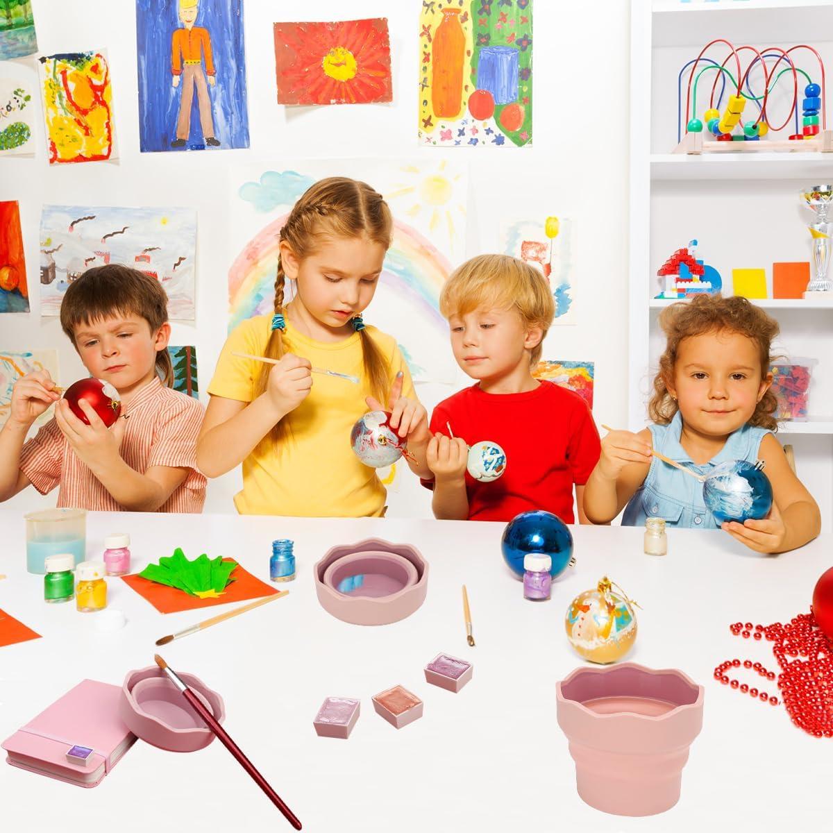 Cubo Lavador de Pinceles Plegable AddLotLot Rosa 3 Piezas