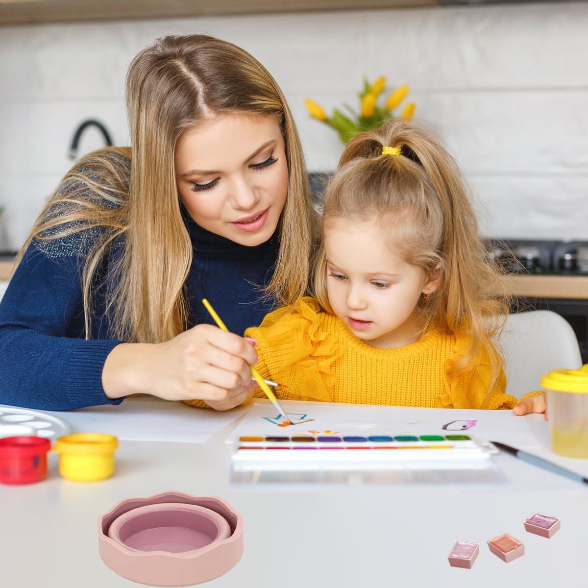 Cubo Lavador de Pinceles Plegable AddLotLot Rosa 3 Piezas