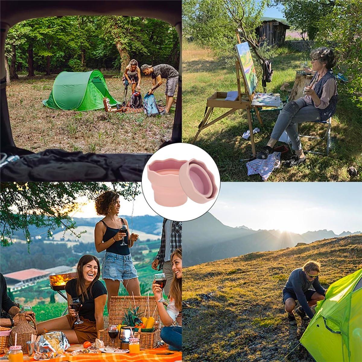 Cubo Lavador de Pinceles Plegable AddLotLot Rosa 3 Piezas