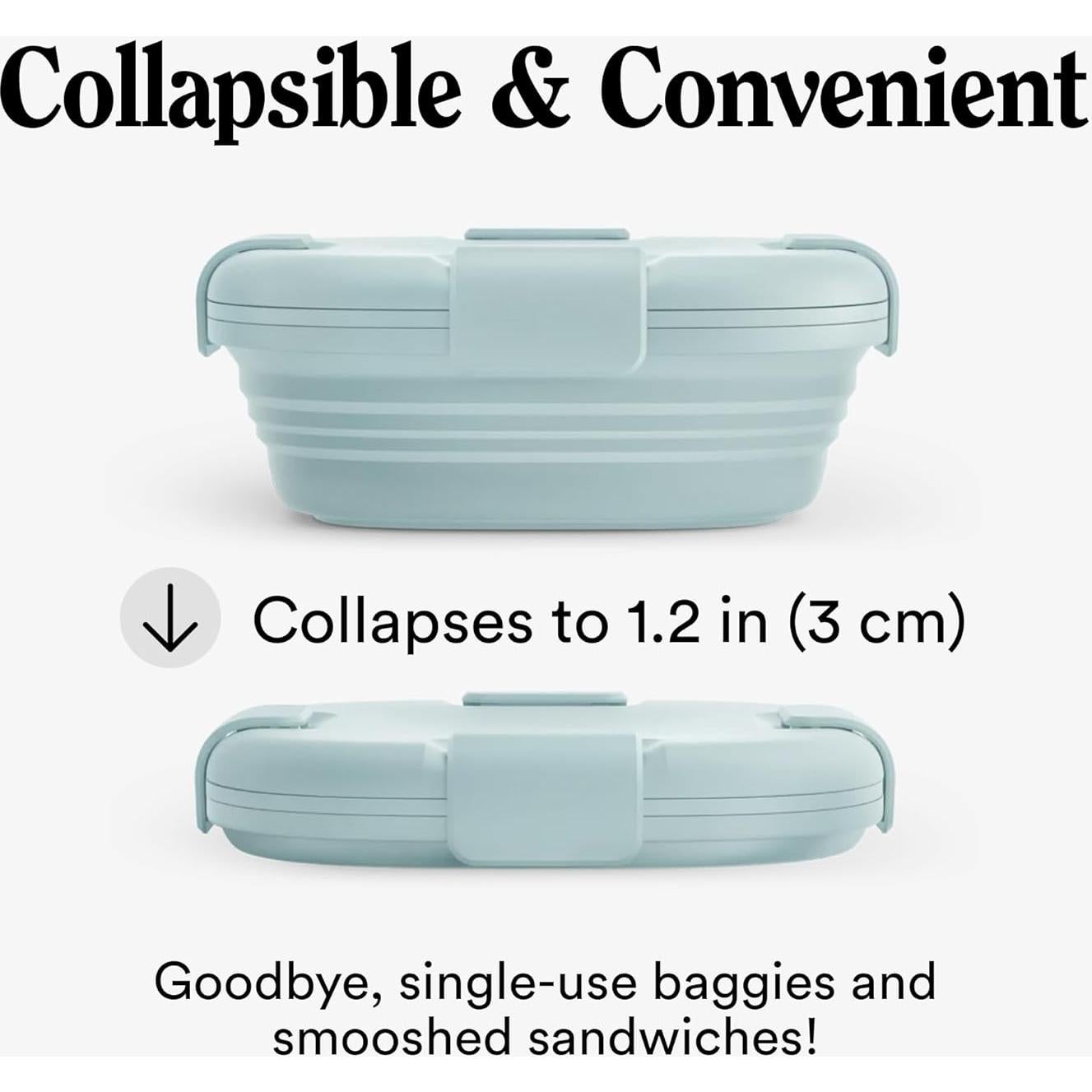 Stojo Caja de Sándwich Plegable 680ml Acuamarina - Tazón Silicona Reutilizable