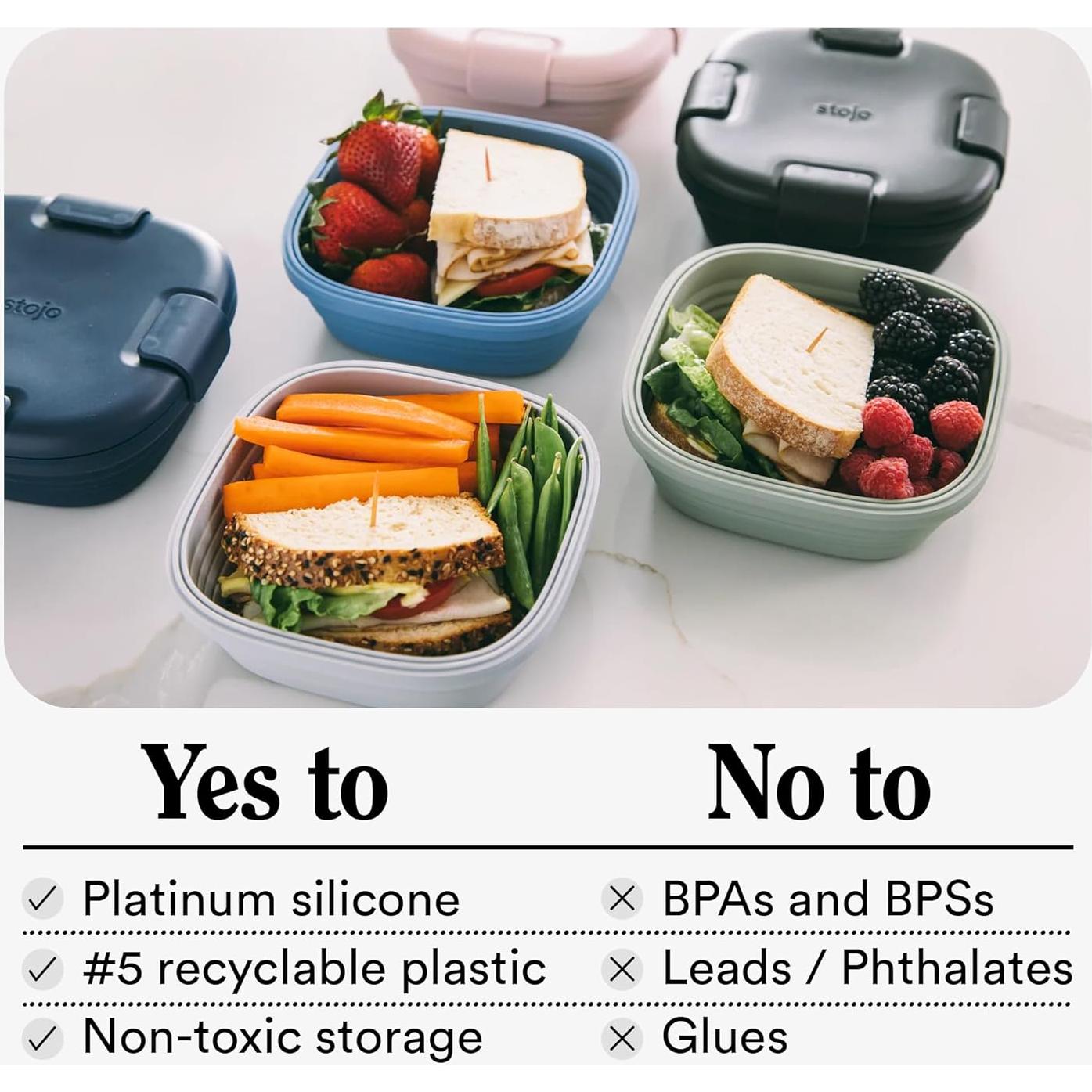 Stojo Caja de Sándwich Plegable 680ml Acuamarina - Tazón Silicona Reutilizable