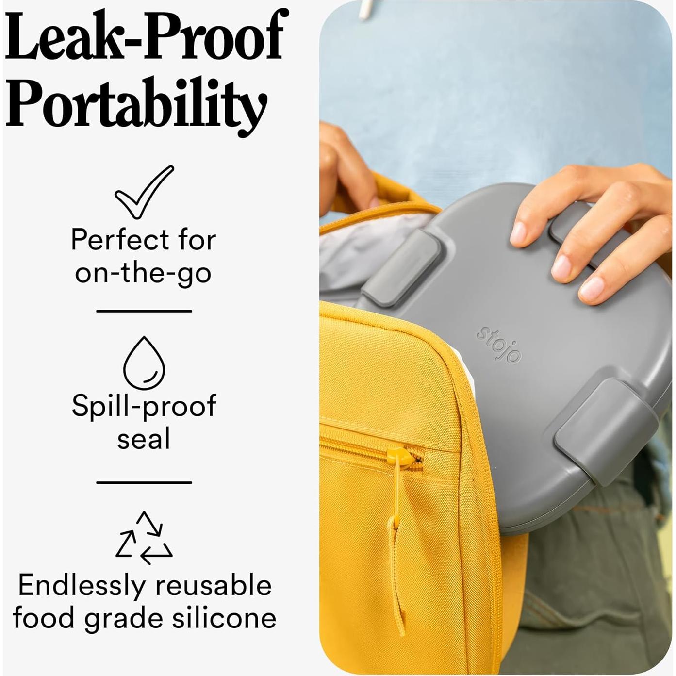 Stojo Caja de Sándwich Plegable 680ml Acuamarina - Tazón Silicona Reutilizable