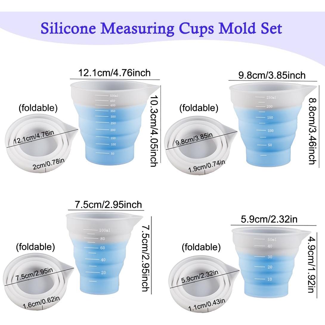 Conjunto de 4 Tazas Medidoras de Silicona Koonafy 50ml-500ml