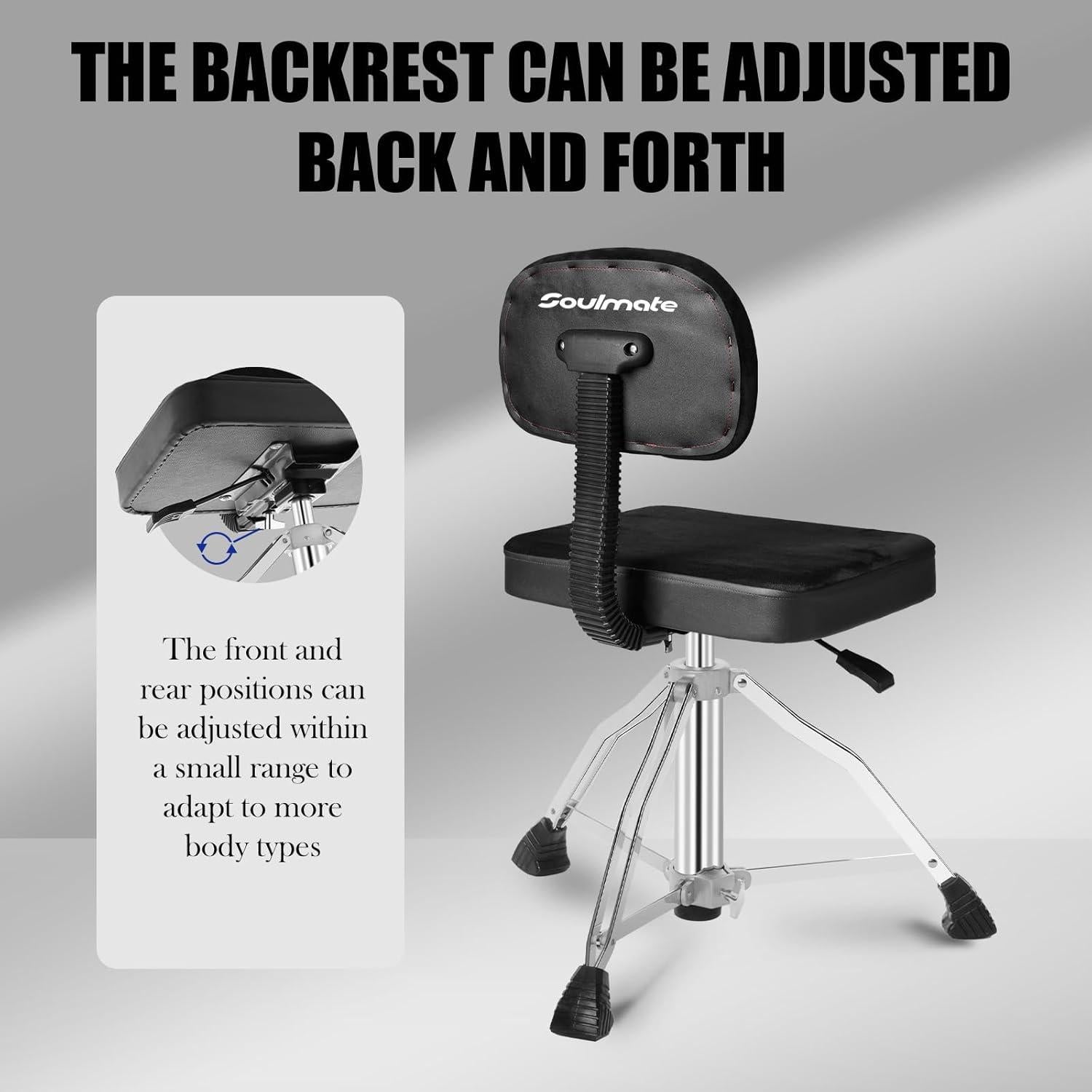 Silla de Tambor Soulmate con Respaldo Ajustable Negra