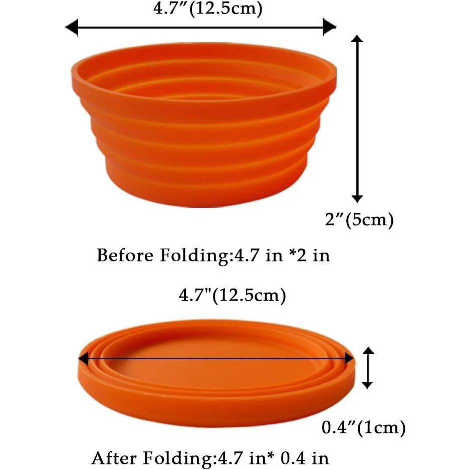 Tazón Plegable de Silicona Ecoart para Camping Naranja 350ml