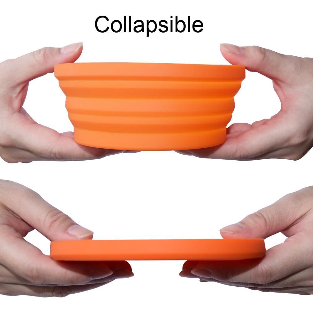 Tazón Plegable de Silicona Ecoart para Camping Naranja 350ml