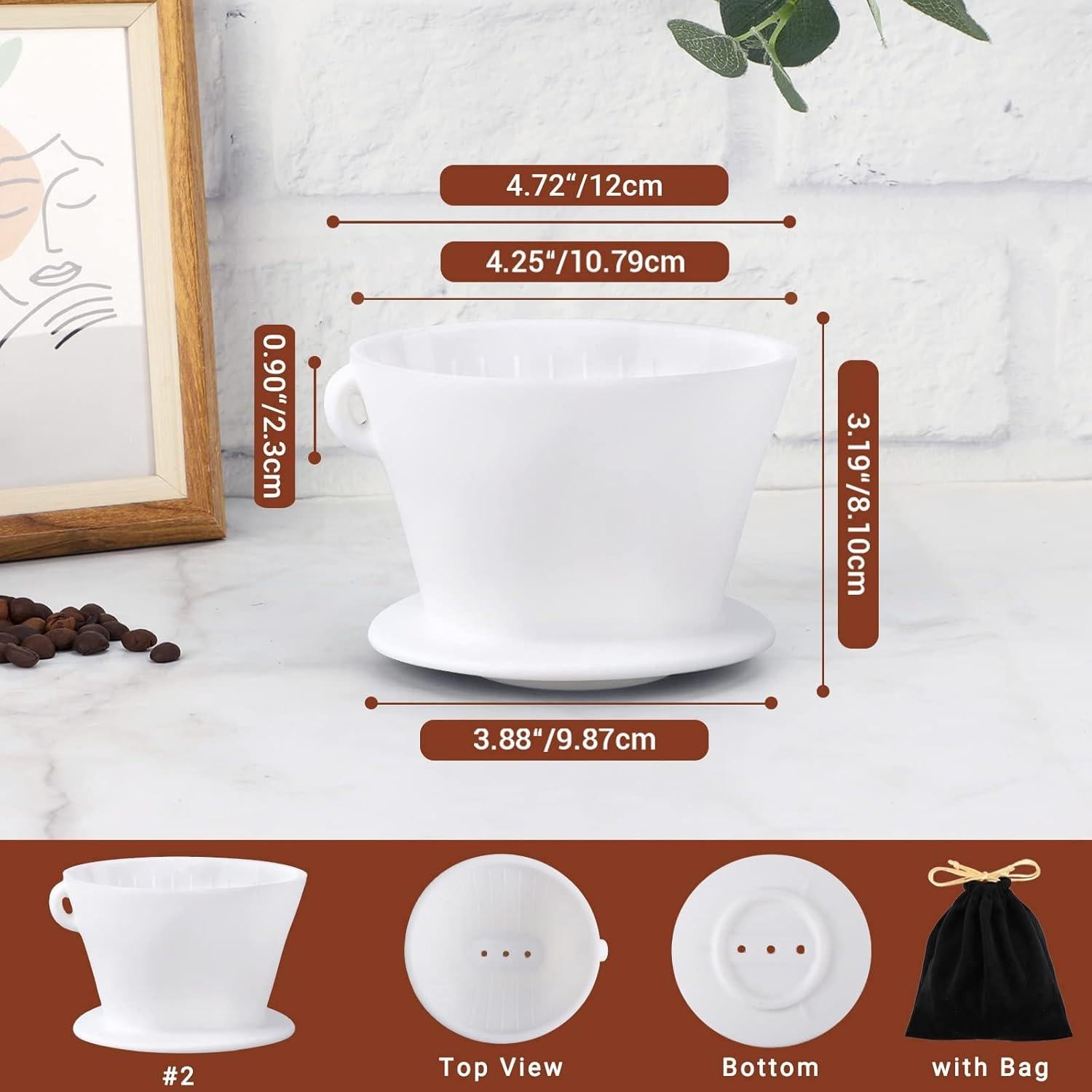 Cafetera de Goteo Segarty 300ml Silicona Colapsable Blanca