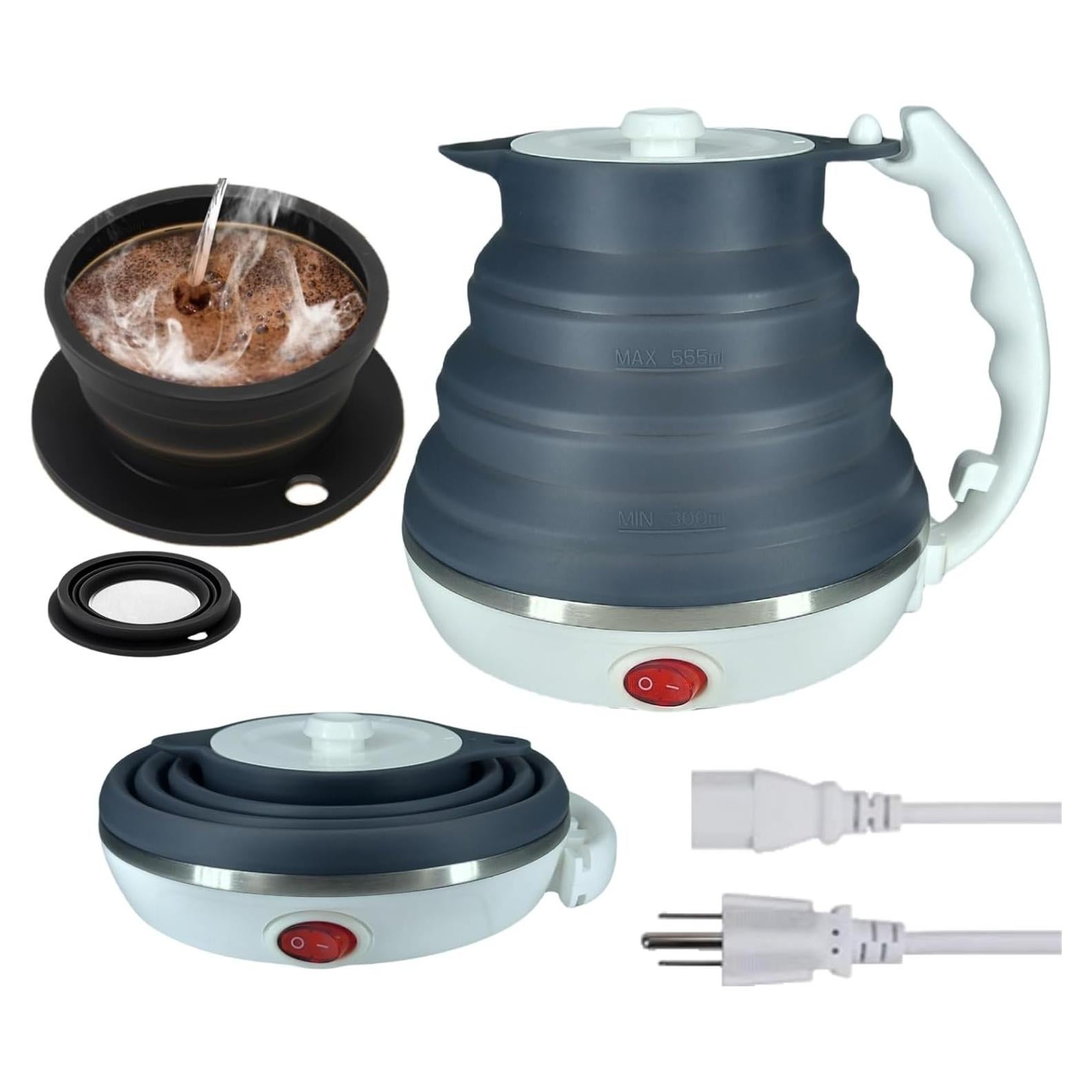 Hervidor Eléctrico Plegable DOFQQG + Dripper de Café Portátil