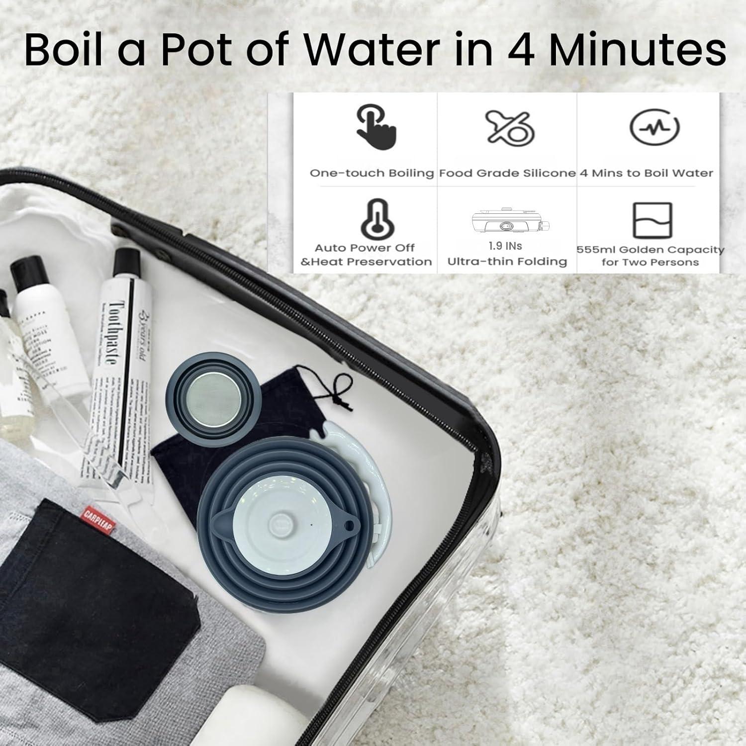 Hervidor Eléctrico Plegable DOFQQG + Dripper de Café Portátil