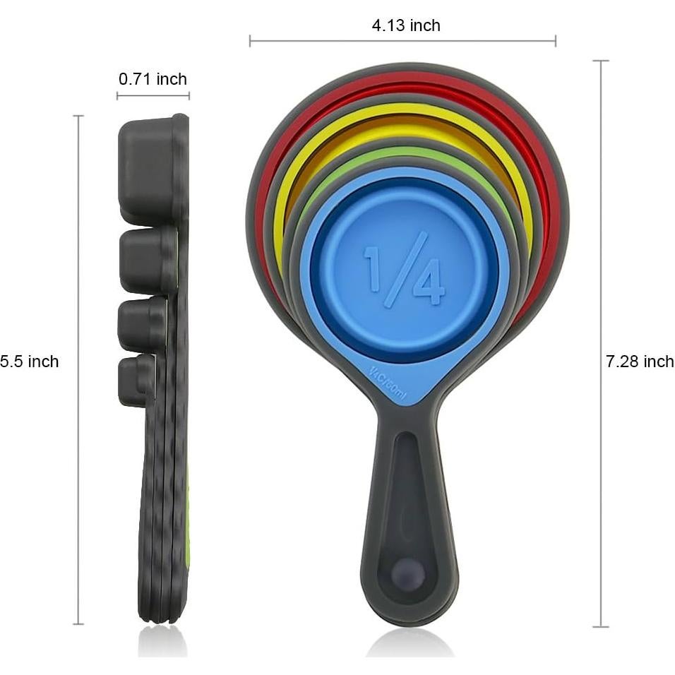 Juego de Tazas y Cucharas Medidoras Leepiya 8 Piezas Silicona