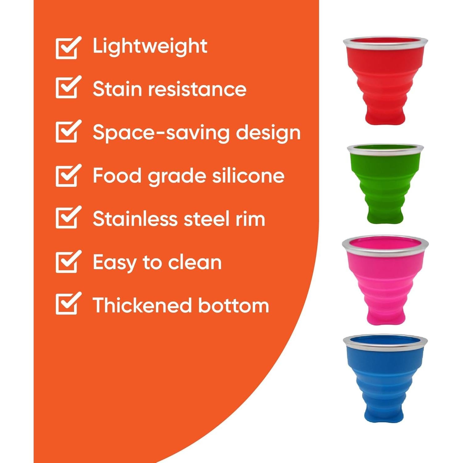 Taza Plegable Reutilizable Gadgetime USA - 4 Unidades Silicona