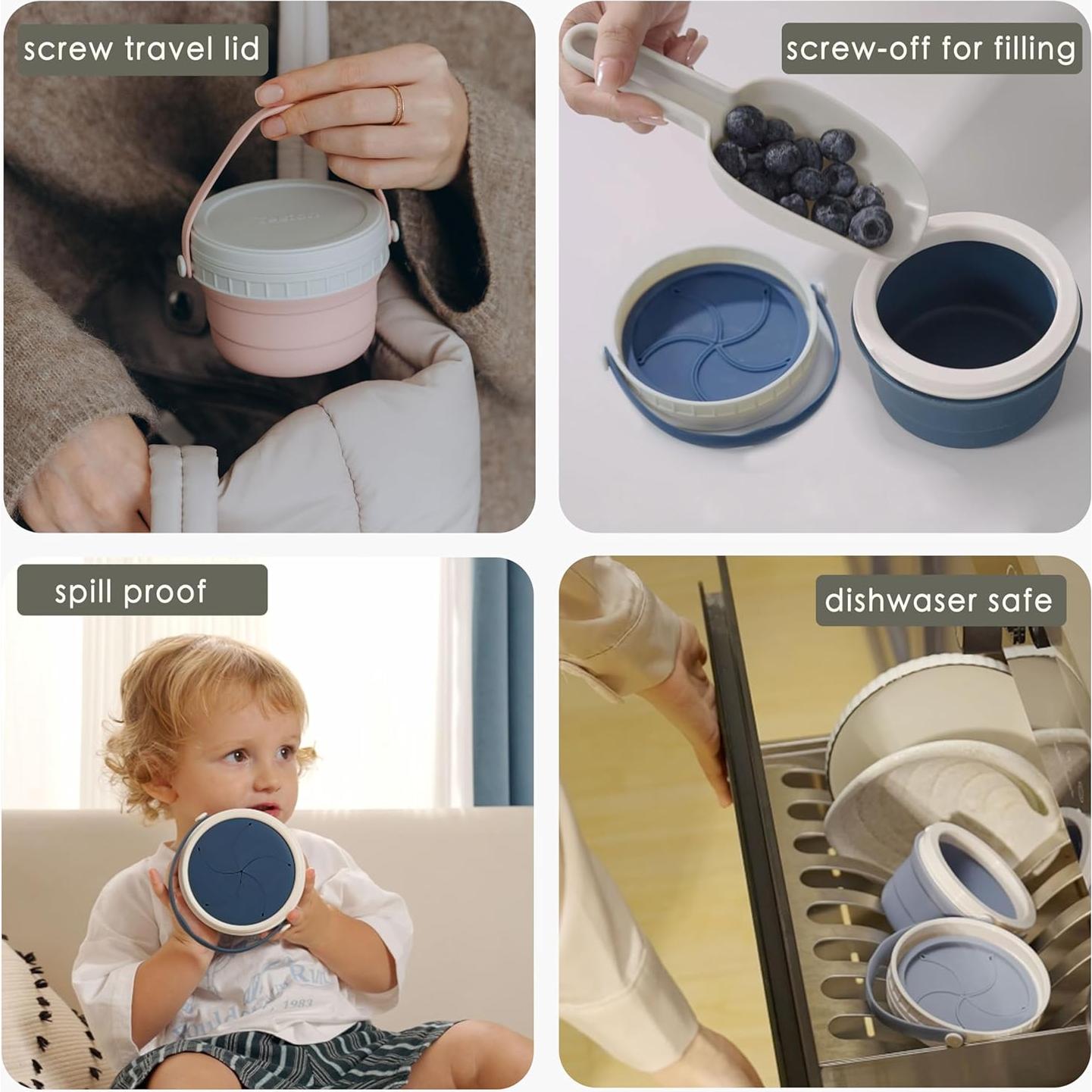 Taza de bocadillos para niños Tegion 12 oz silicona verde