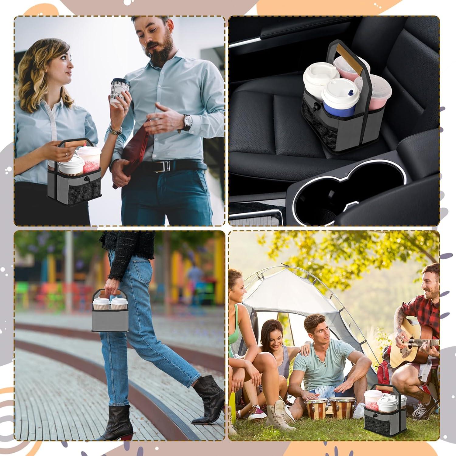 Portavasos Reutilizable Slcinwzdt para 4 Bebidas - Gris