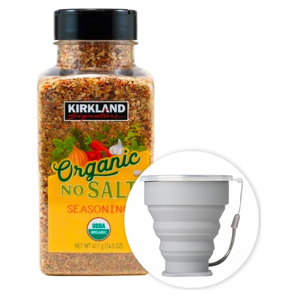 Sazonador Orgánico Sin Sal Kirkland 411.65 g + Taza Silicona 200 ml