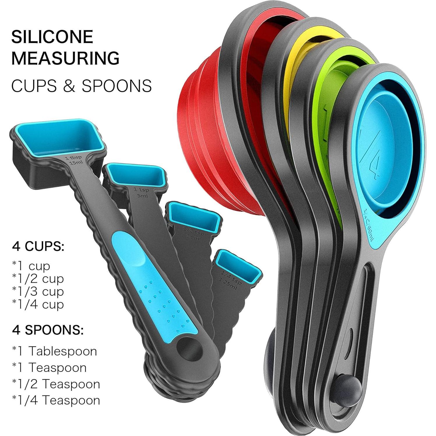 Juego de cucharas y tazas medidoras colapsables Kaptron 8 piezas