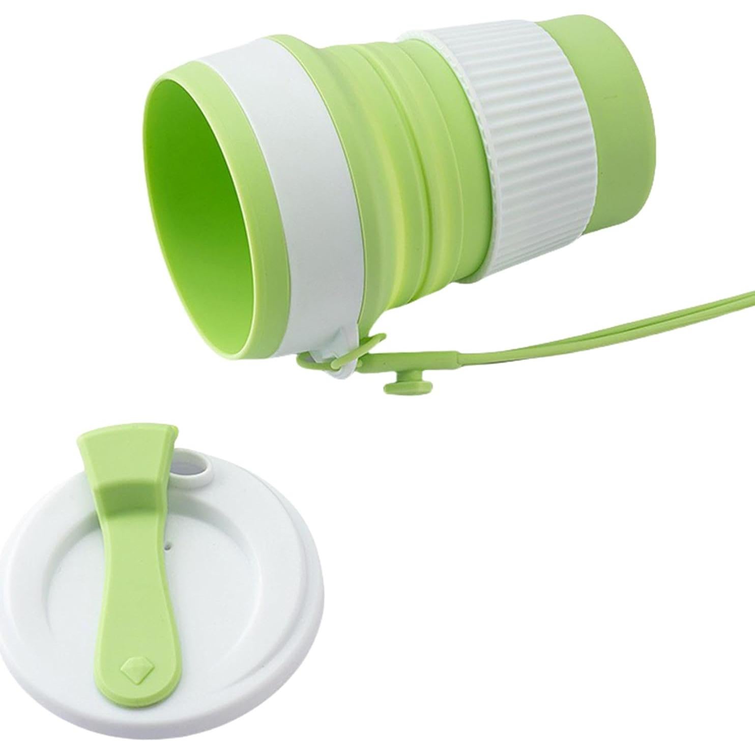 Juego de 2 Tazas Plegables de Silicona XINYIDAO 350ml Amarillo Verde