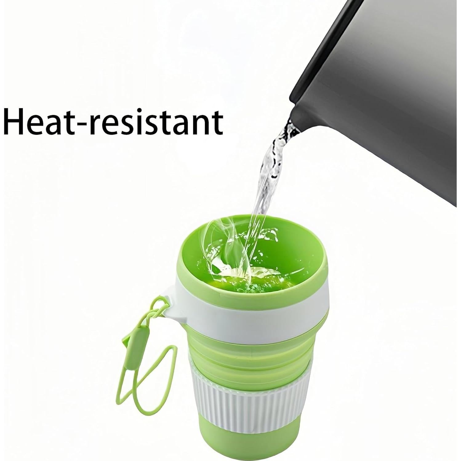 Juego de 2 Tazas Plegables de Silicona XINYIDAO 350ml Amarillo Verde