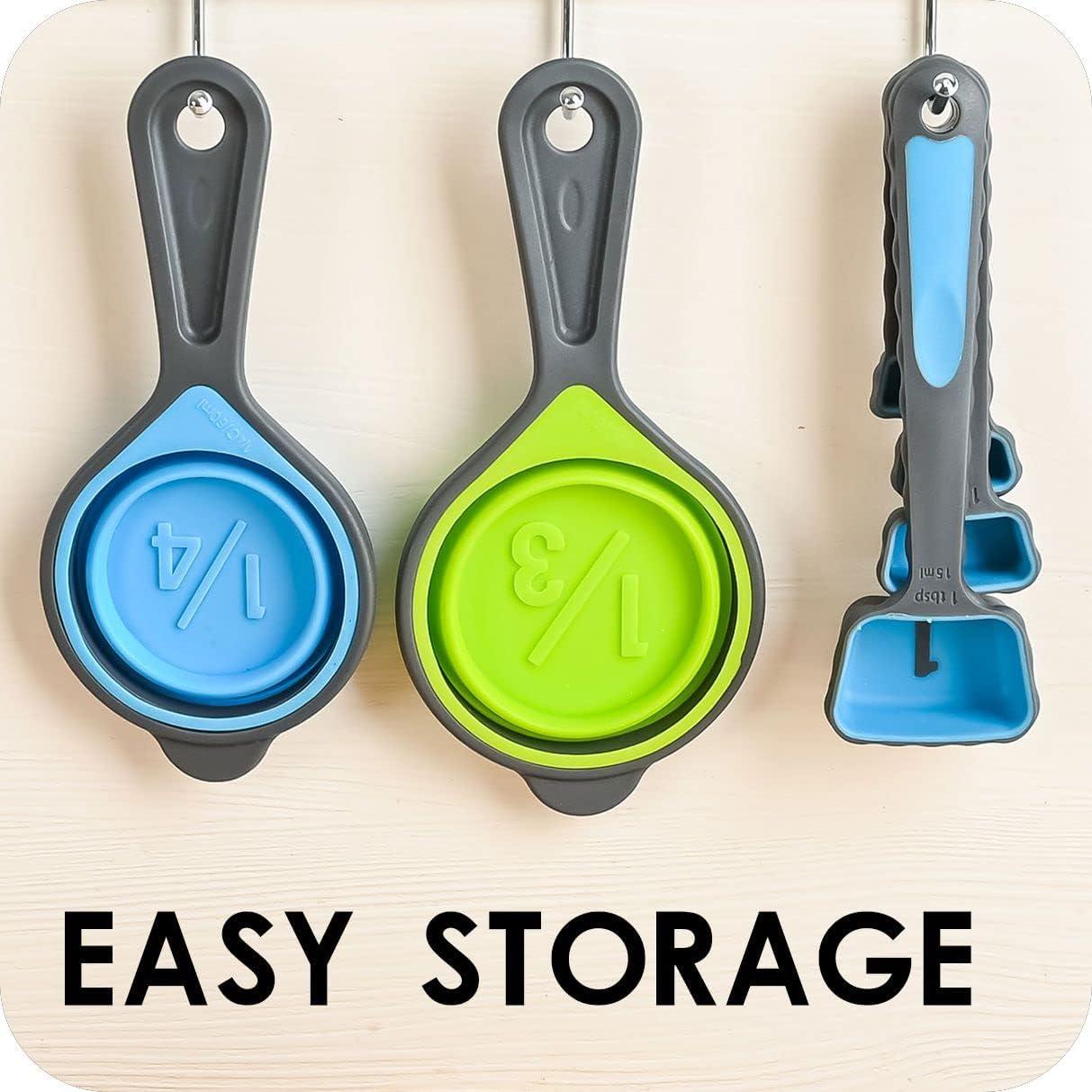 Juego de Tazas y Cucharas Medidoras Plegables Hotsyang 16 Pcs