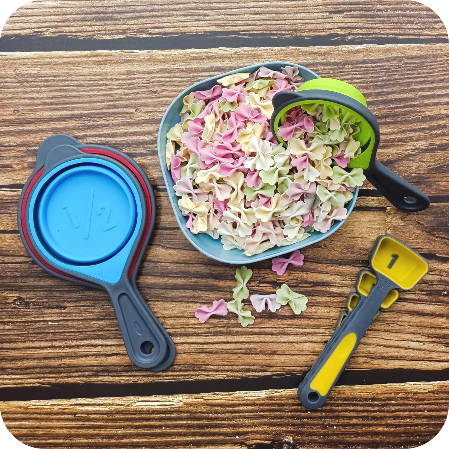 Juego de Tazas y Cucharas Medidoras Plegables Hotsyang 16 Pcs