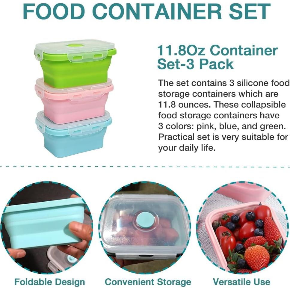 Contenedores de Silicona Colapsables Alimat PluS 350ml - Juego de 3