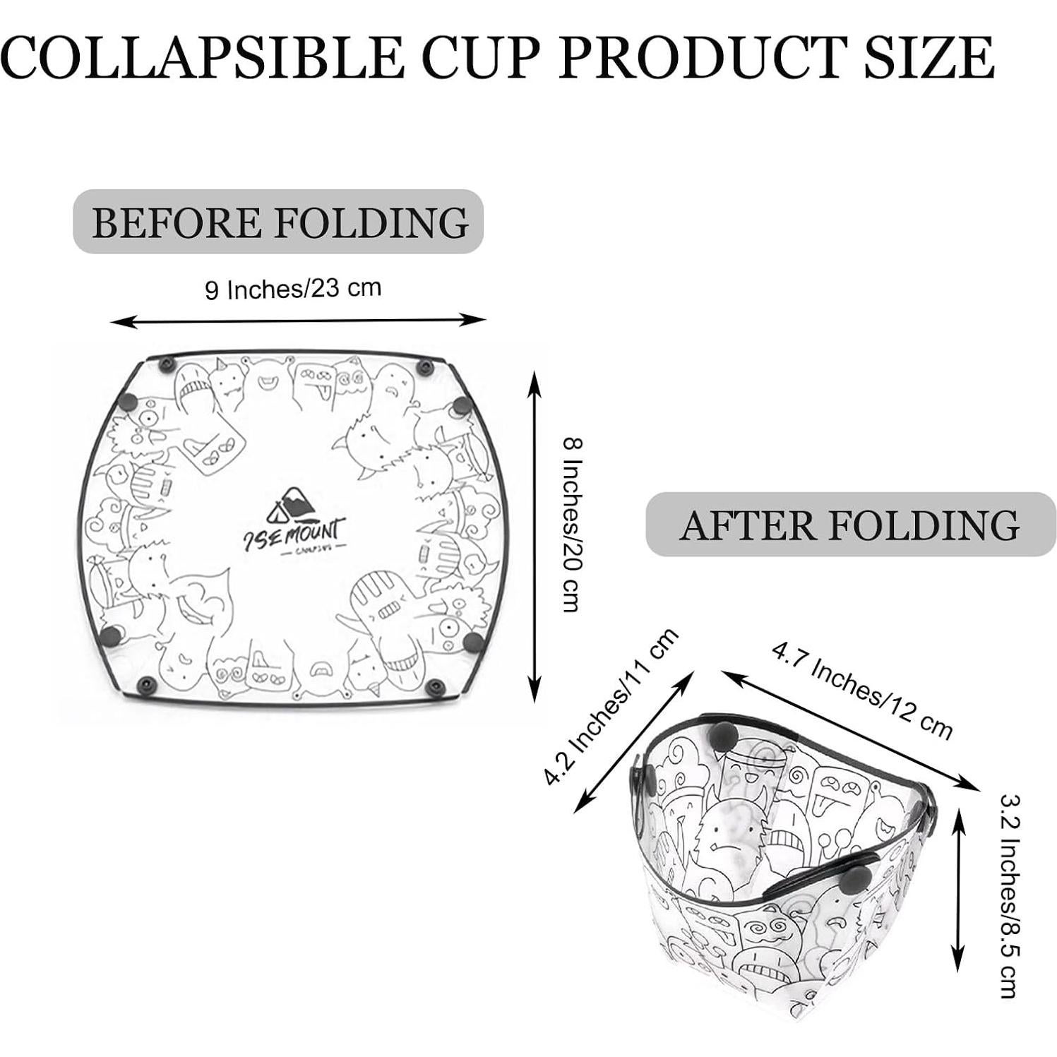 Juego de Tazas Plegables CHENSHUO 4 Piezas Camping 12x10.7 cm