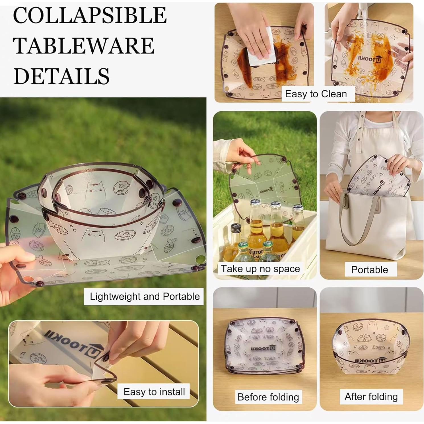 Juego de Tazas Plegables CHENSHUO 4 Piezas Camping 12x10.7 cm