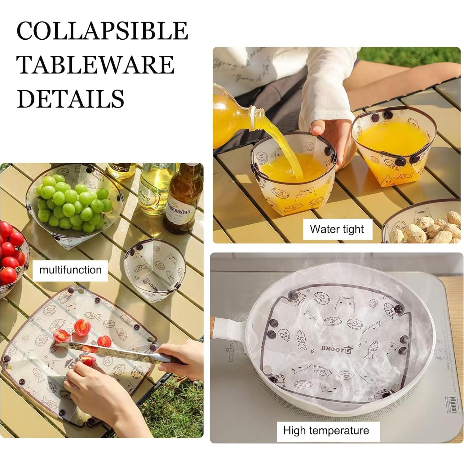 Juego de Tazas Plegables CHENSHUO 4 Piezas Camping 12x10.7 cm