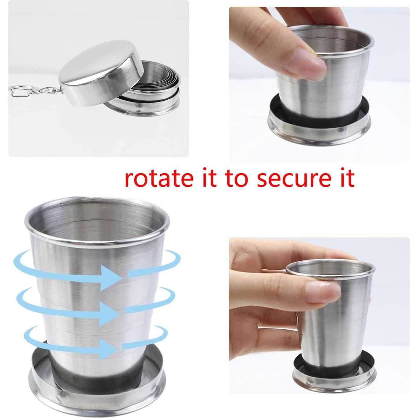 Tazas Plegables de Acero Inoxidable MY MIRONEY 75ml - 2 Piezas